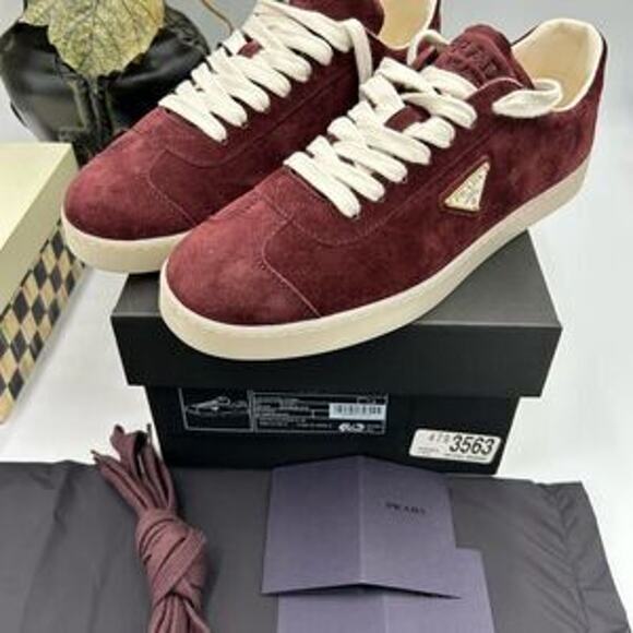 Men's Prada triangle logo suede sneakers size 8.5 US made in Italy - Picture 4 of 16